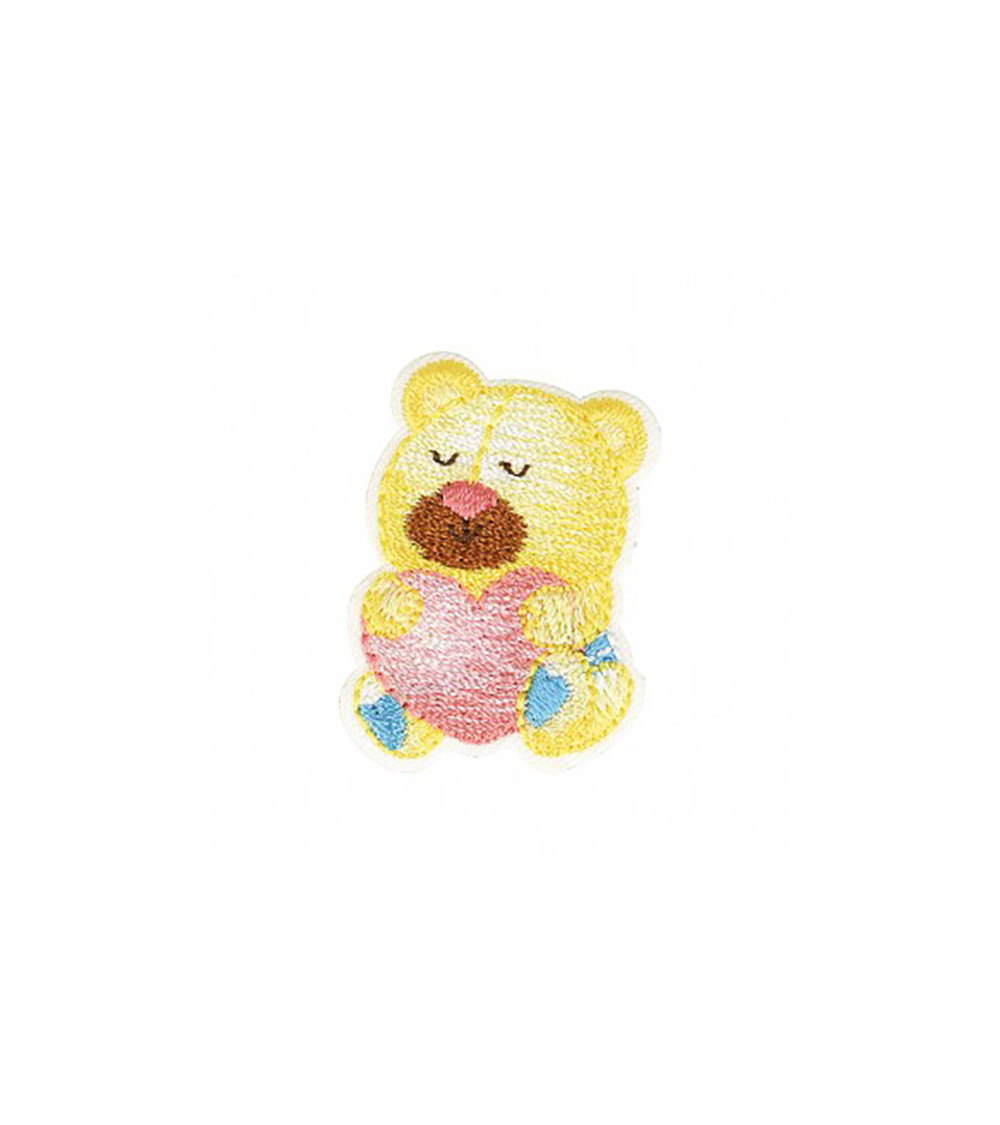 Parche termoadhesivo corazón oso 4x3cm
