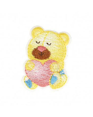Bear heart iron-on patch 4x3cm