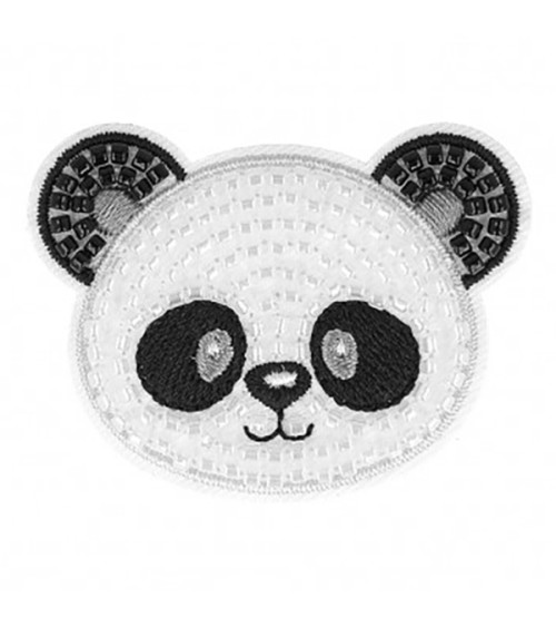 Ecusson thermocollant panda en perles 5,5x3,5cm