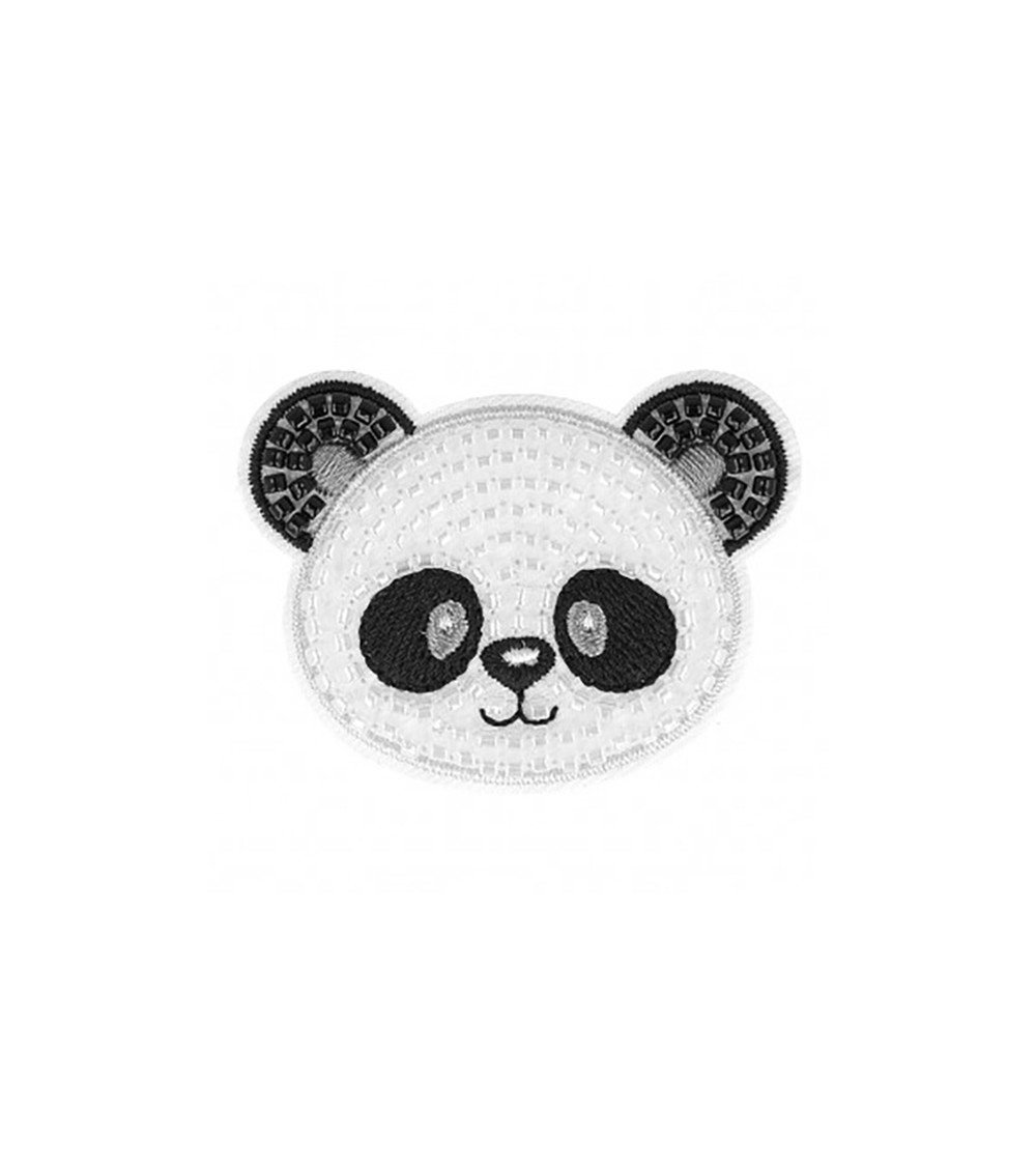 Ecusson thermocollant panda en perles 5,5x3,5cm