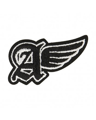 Iron-on badge A with black wings 3.5x2cm