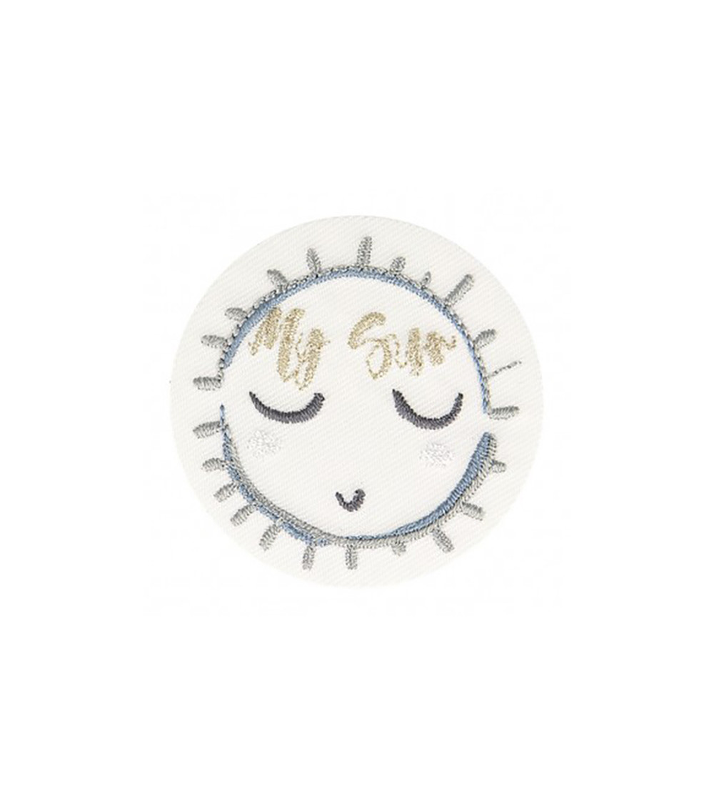 Ecusson thermocollant soleil bleu 4,5x4,5cm
