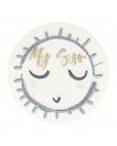 Blue sun iron-on badge 4.5x4.5cm