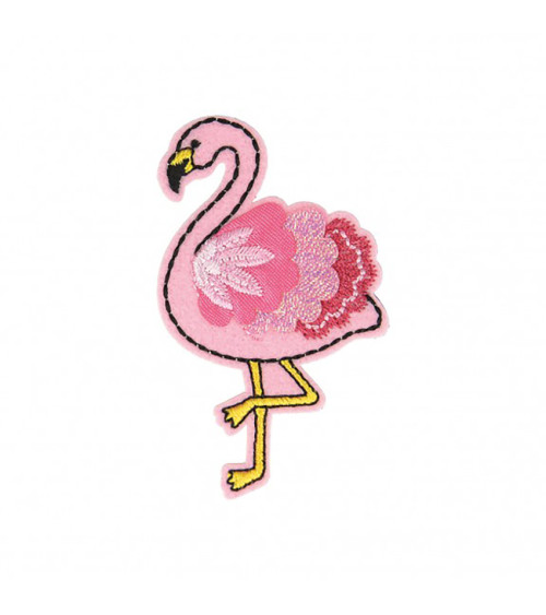 Iron-on felt flamingo badge 6x5cm