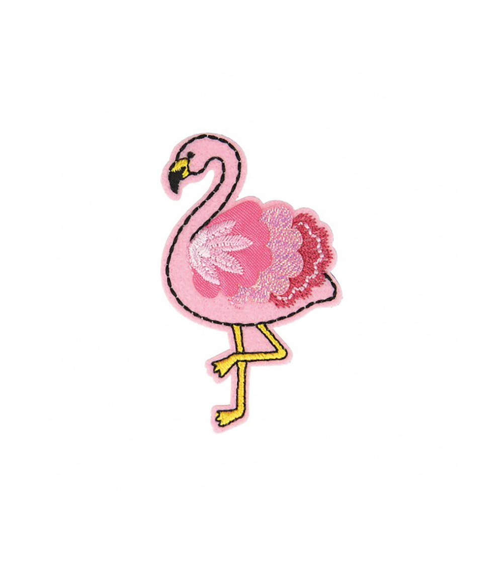 Iron-on felt flamingo badge 6x5cm