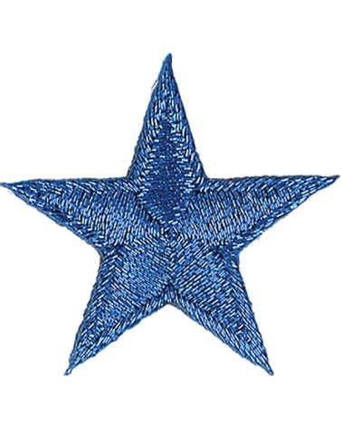 Shiny turquoise star iron-on badge 3x3cm