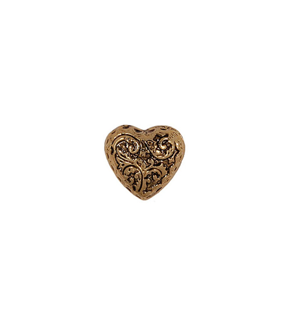 Bouton Coeur métal Or en taille 15 Bouton Coeur métal Or en taille 15