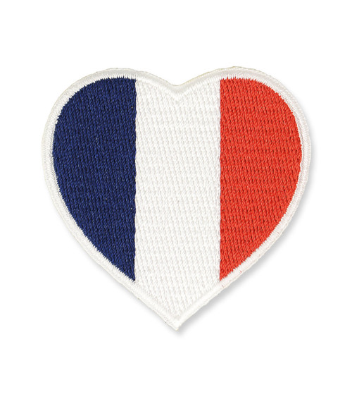 Ecusson thermocollant grand cœur bleu/blanc/rouge 5,5x5,5cm