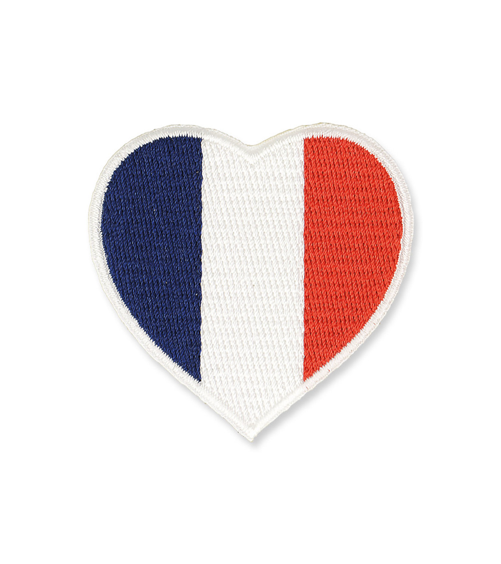Ecusson thermocollant grand cœur bleu/blanc/rouge 5,5x5,5cm
