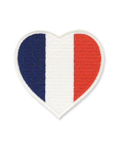Ecusson thermocollant grand cœur bleu/blanc/rouge 5,5x5,5cm