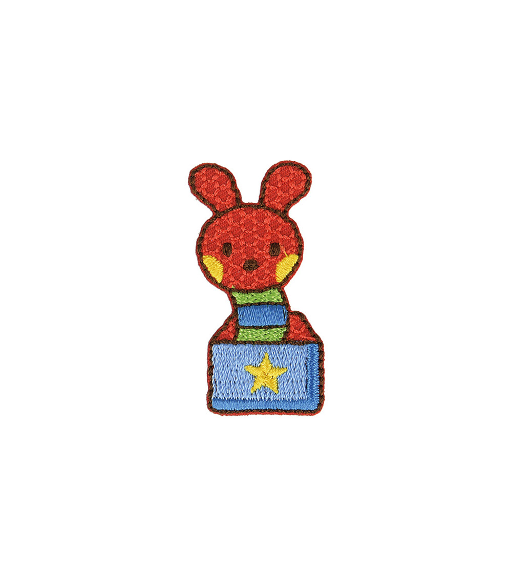 Rabbit toy iron-on badge 2x4cm