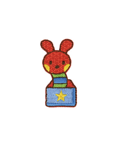 Rabbit toy iron-on badge 2x4cm