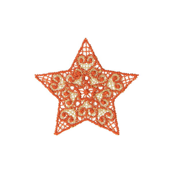 Ecusson thermocollant étoile brodée orange/beige 4x4cm