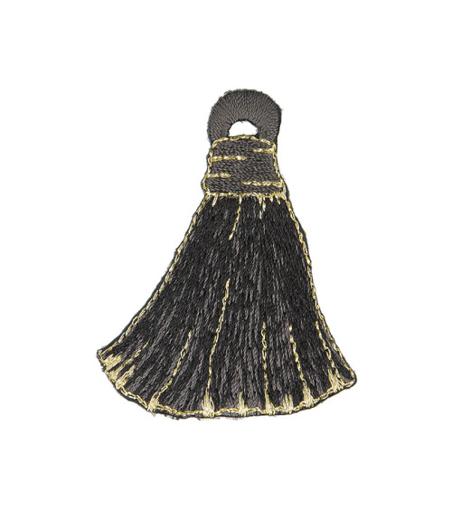 Iron-on patch Pompoms black/gray 4.5x5.5cm