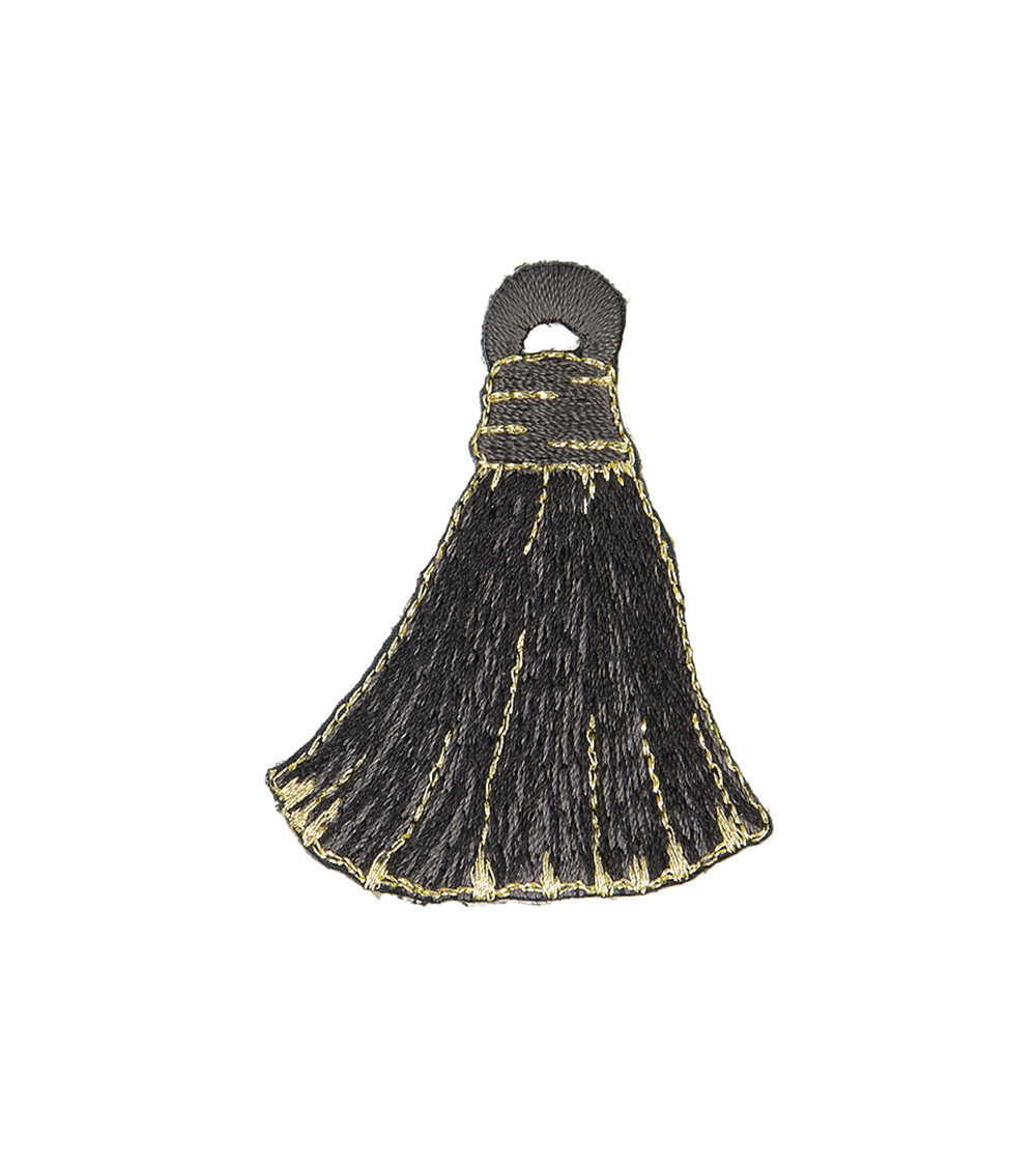 Iron-on patch Pompoms black/gray 4.5x5.5cm