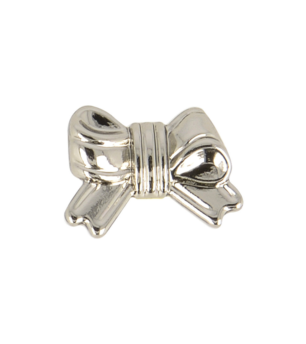 Mini bow button 15mm silver