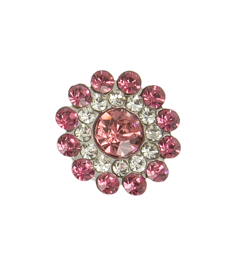 Bouton strass 13mm rose