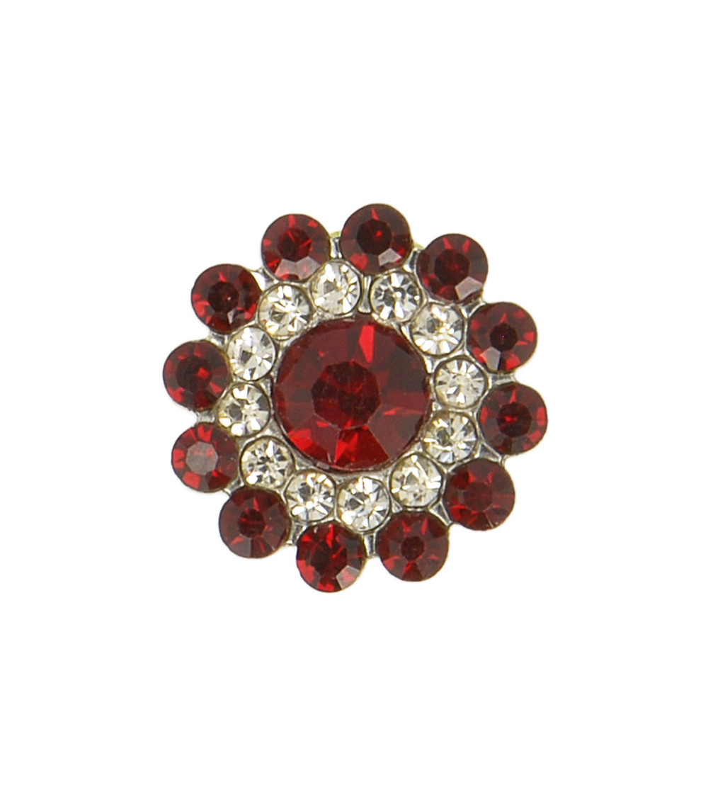 Bouton strass 13mm bordeaux