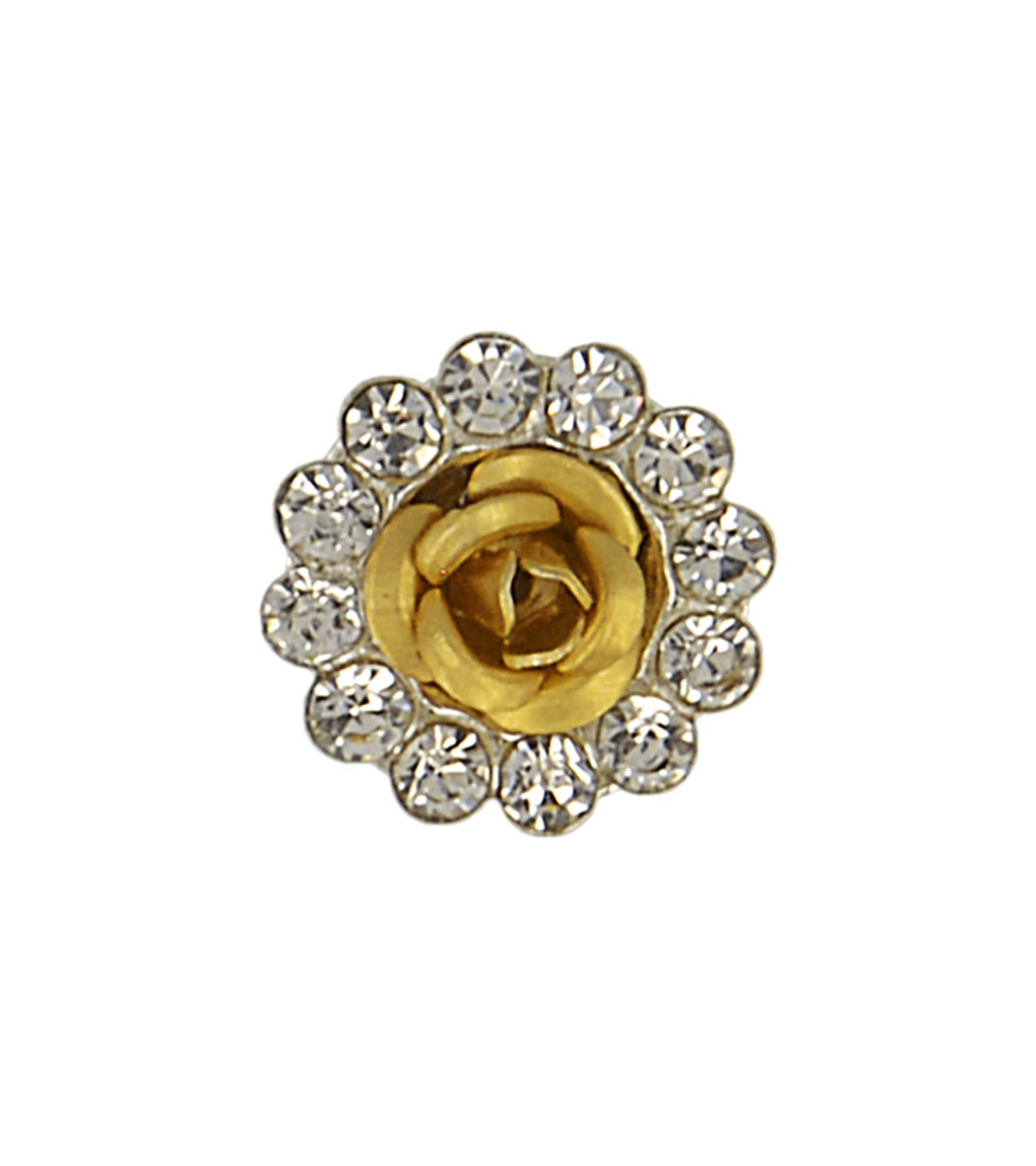 Bouton rose strass 12mm