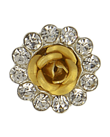 Bouton rose strass 12mm