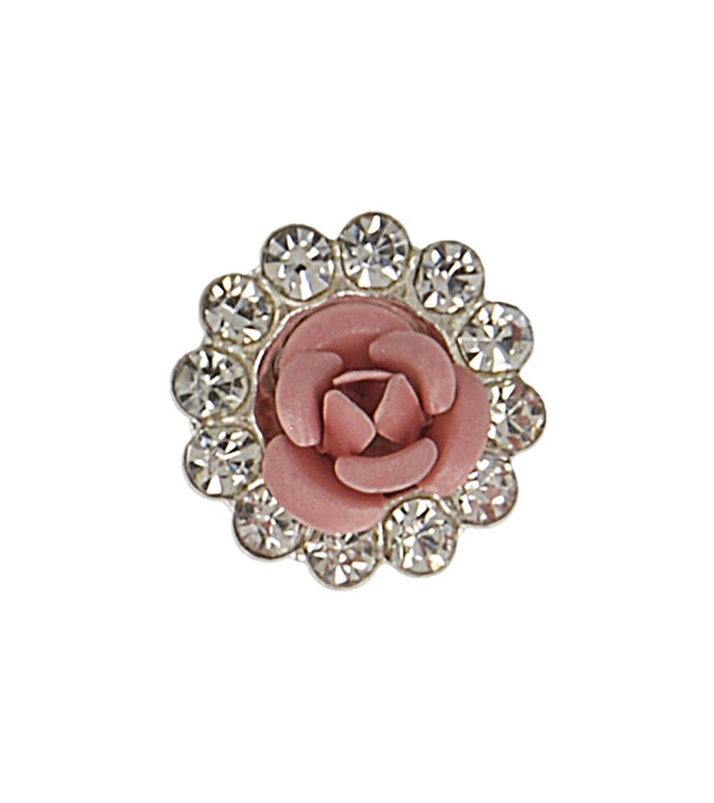 Botón rosa strass 12mm