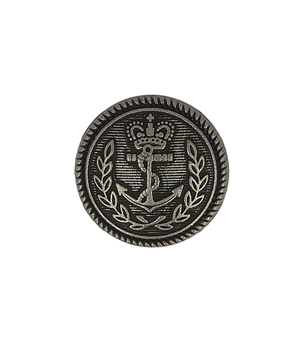 Set of 6 anchor metal buttons 15mm old silver