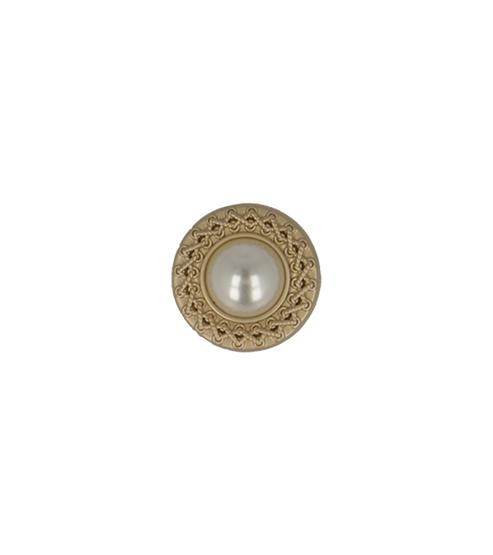 Set of 6 old gold colored pearl buttons