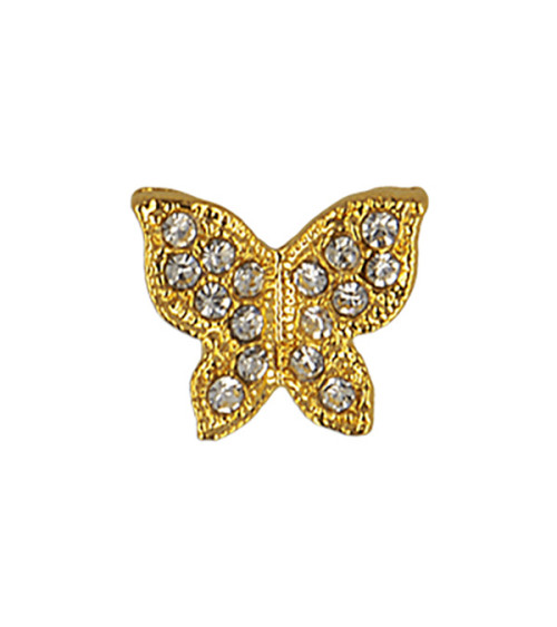 Set di 6 bottoni a farfalla con strass 13mm