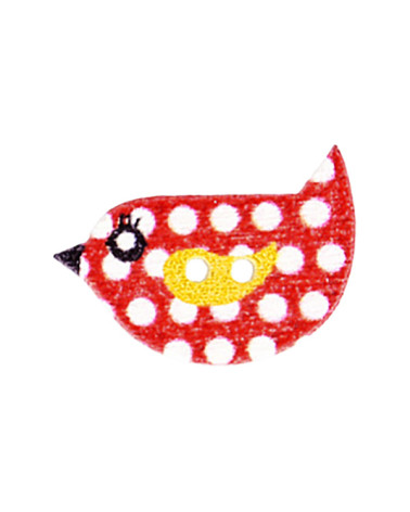 Lot de 6 boutons oiseaux 2 trous à pois 16mmx22mm