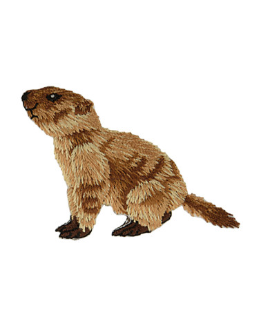 Set of 3 marmot iron-on patches left profile 3.5cm x 5.1cm