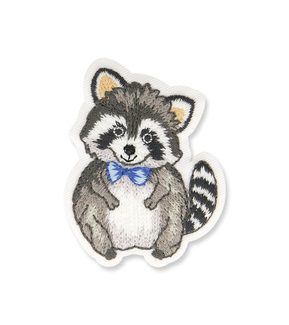 Set of 3 iron-on raccoon badges 5x6cm