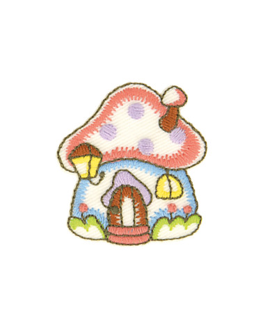 Set of 3 funny iron-on garden house patches 4cm x 4.3cm