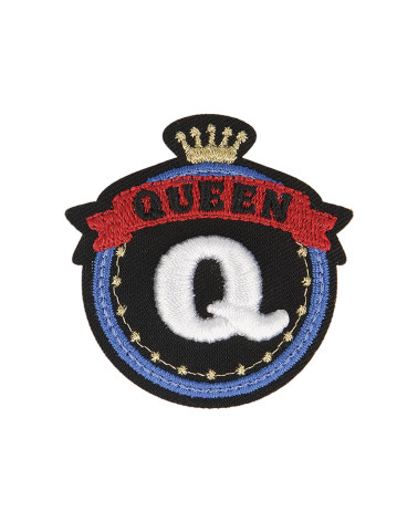 Set of 3 iron-on royal Q Queen badge patches 5cm