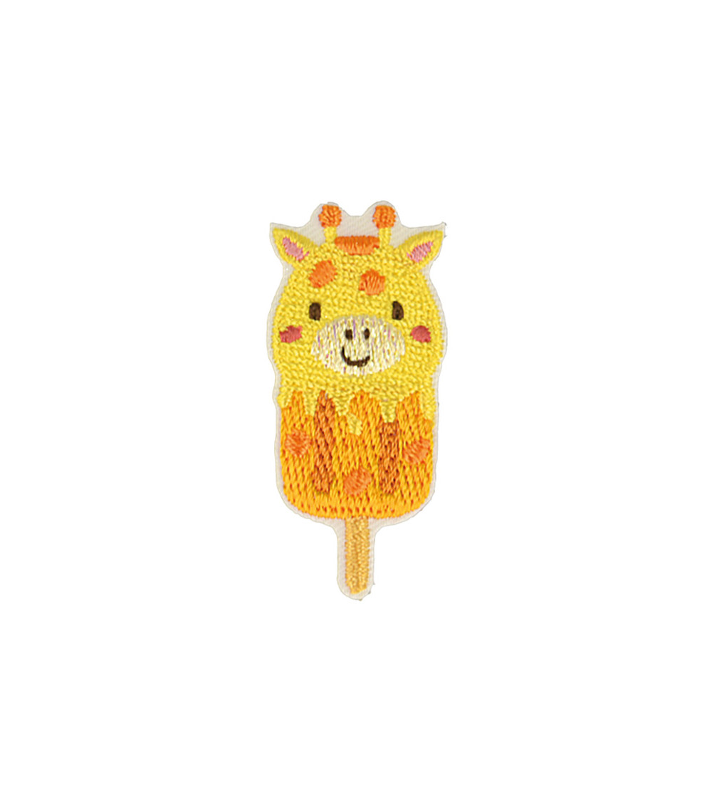 Set of 3 iron-on animal ice cream giraffe badges 2.1cm x 4.6cm