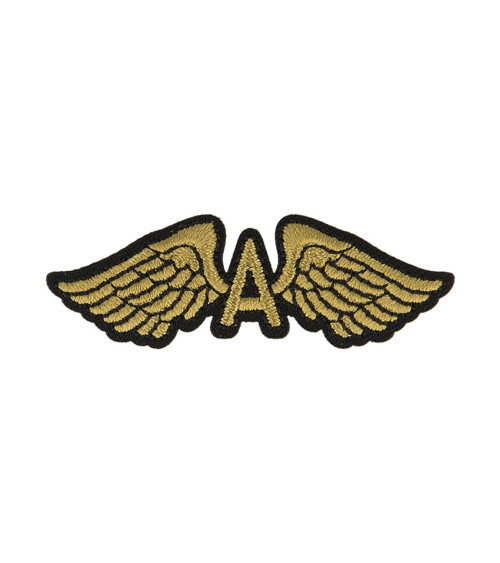 Set of 3 iron-on patches with gold and black wings 2x6cm