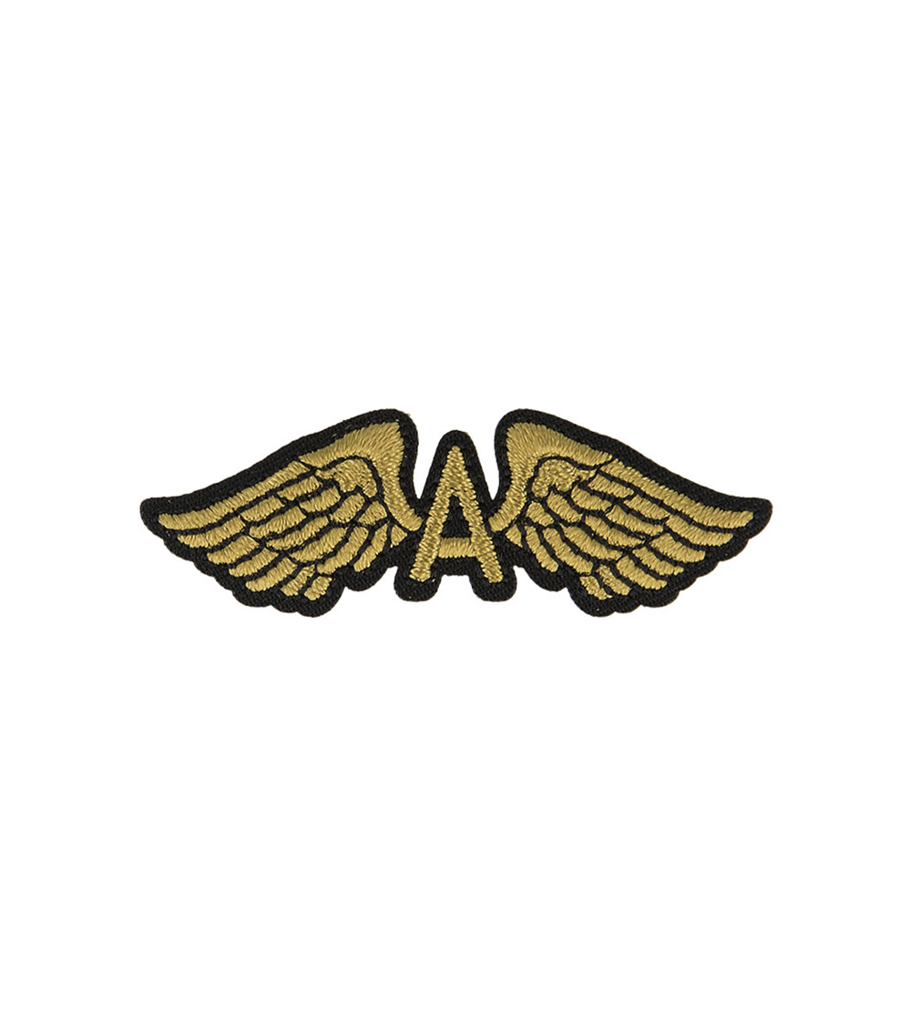 Set of 3 iron-on wings badges gold and black 2x6cm