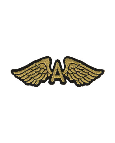 Set of 3 iron-on wings badges gold and black 2x6cm