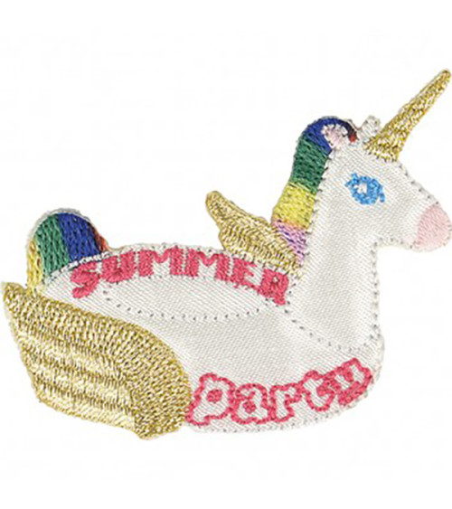 Lot de 3 écussons thermocollants bouées fun licorne 4,5x6cm