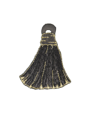 Set di 3 toppe termoadesive Pompon nero/grigio 4,5x5,5 cm