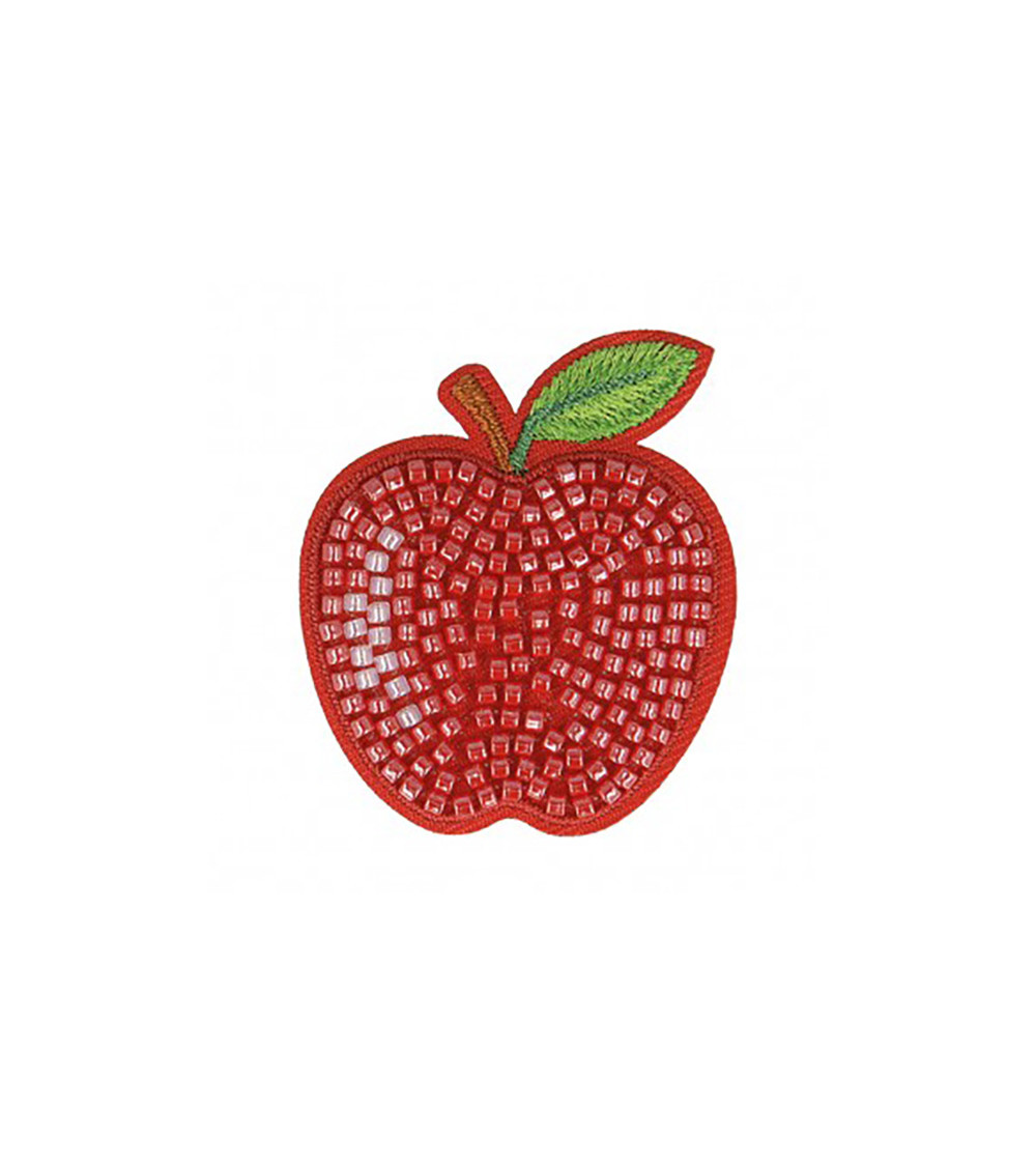 Set di 3 toppe termoadesive con perle mela 4,5x4,5 cm