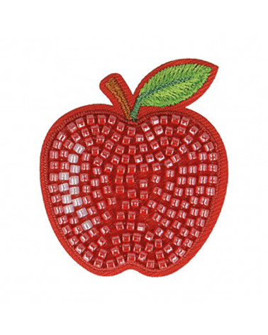 Set di 3 toppe termoadesive con perle mela 4,5x4,5 cm
