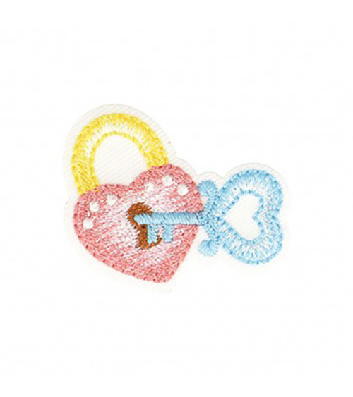 Set of 3 heart padlock iron-on patches 2.5x2.5cm