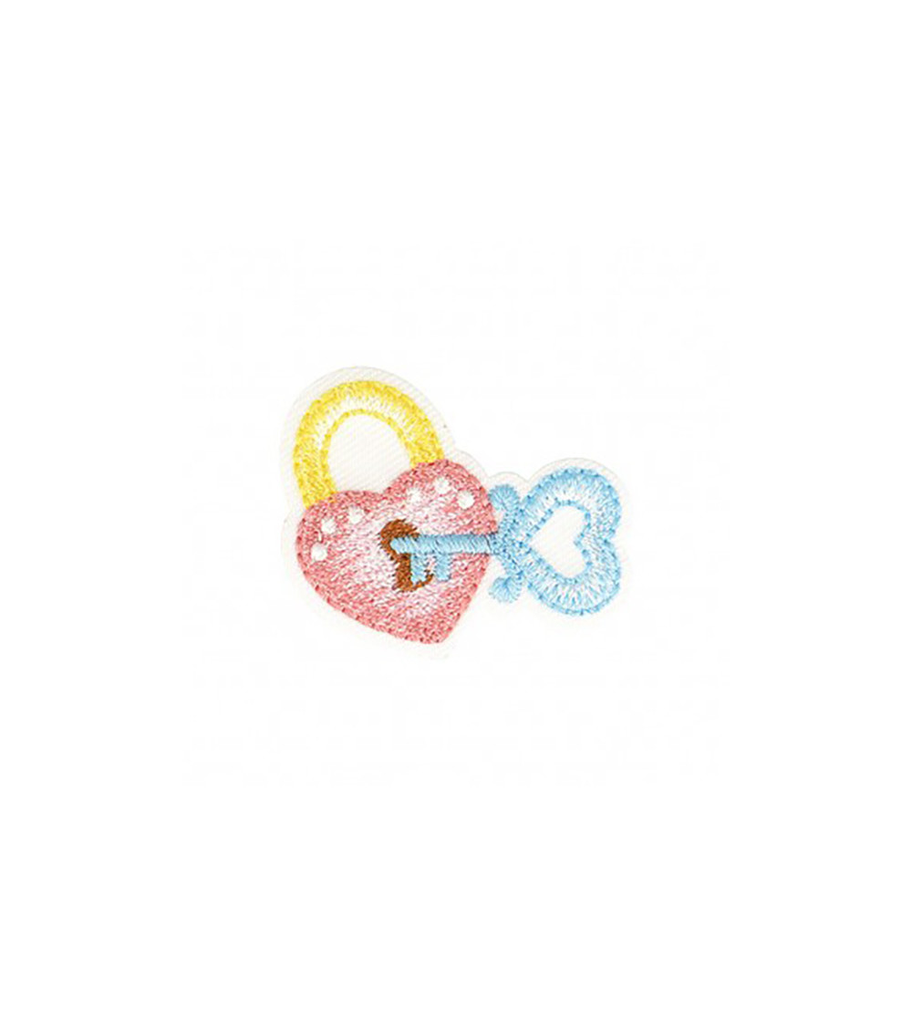 Set di 3 toppe termoadesive per lucchetto a cuore 2,5x2,5 cm