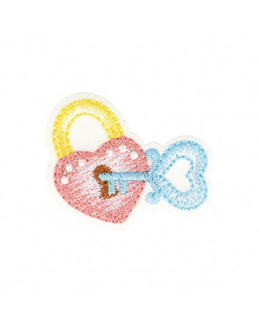 Set of 3 heart padlock iron-on patches 2.5x2.5cm