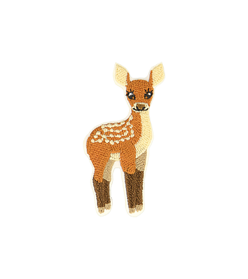 Set of 3 iron-on standing deer badges 2.8cm x 5cm
