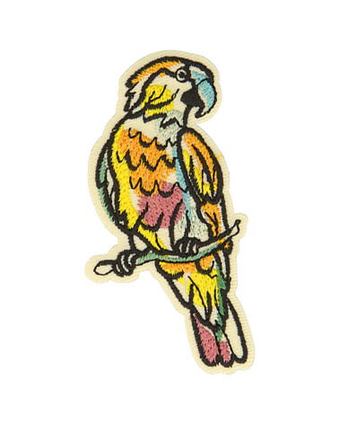 Set of 3 iron-on patches in natural parrot color 3.7cm x 6.7cm
