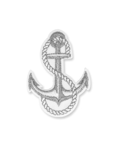 Lot de 3 écussons thermocollants ANCRE lurex argent 4x5cm
