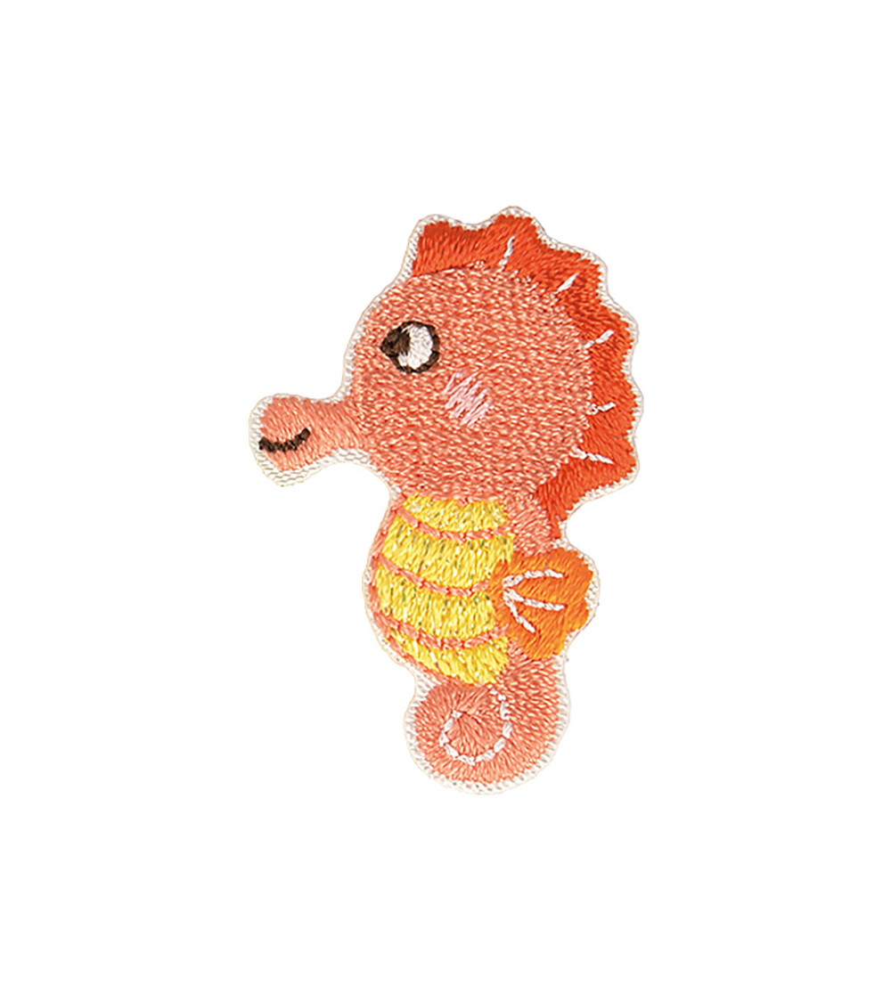 Set of 3 iron-on patches under the ocean seahorse 2x4cm