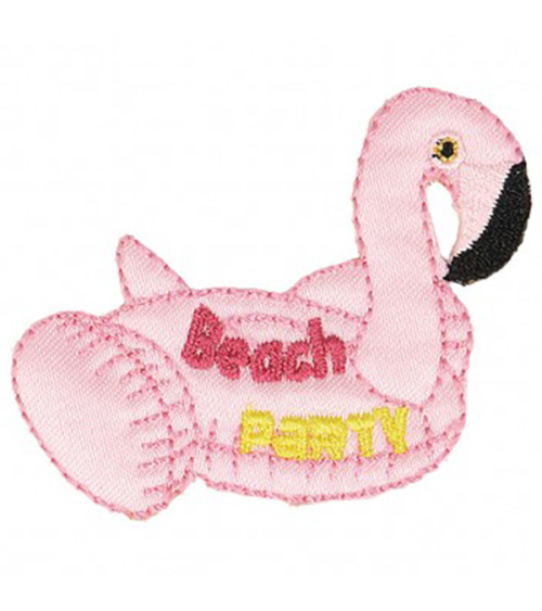 Lot de 3 écussons thermocollants bouées fun flamant rose 4,5x6cm