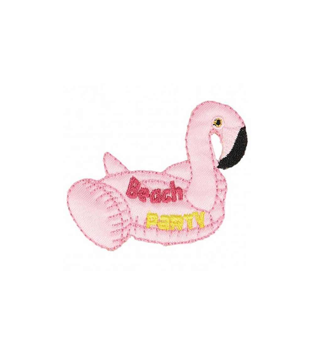 Lot de 3 écussons thermocollants bouées fun flamant rose 4,5x6cm